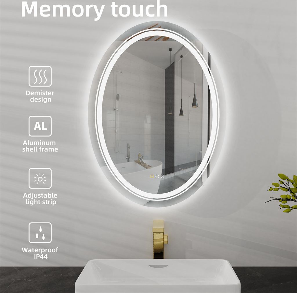 WISFOR LED koupelnové zrcadlo kulaté 60×80 cm nástěnné Obrázek produktu 12