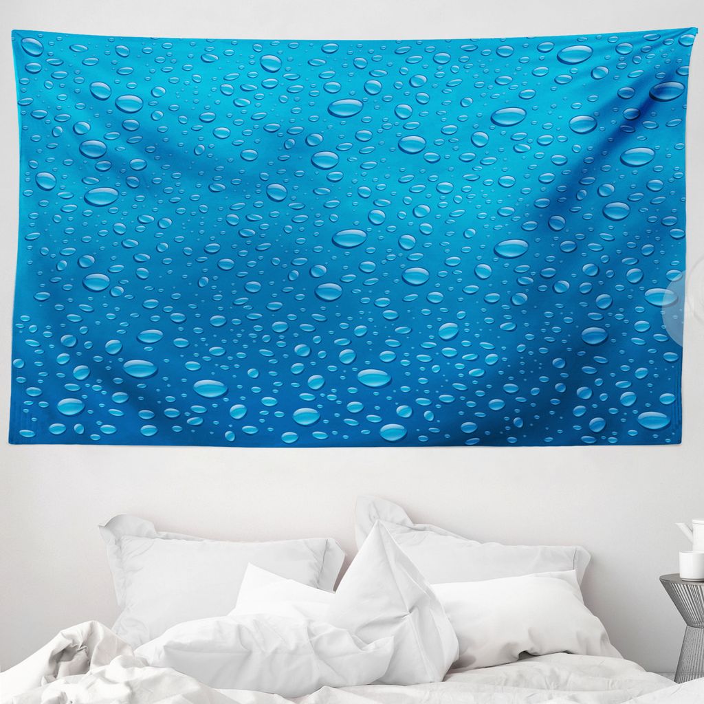 ABAKUHAUS Blau Wandteppich, Wassertropfen im Wasser Regen aus Weiches Mikrofaser Stoff Waschbar ohne Verblassen Digitaldruck, 230 x 140 cm, Blau
