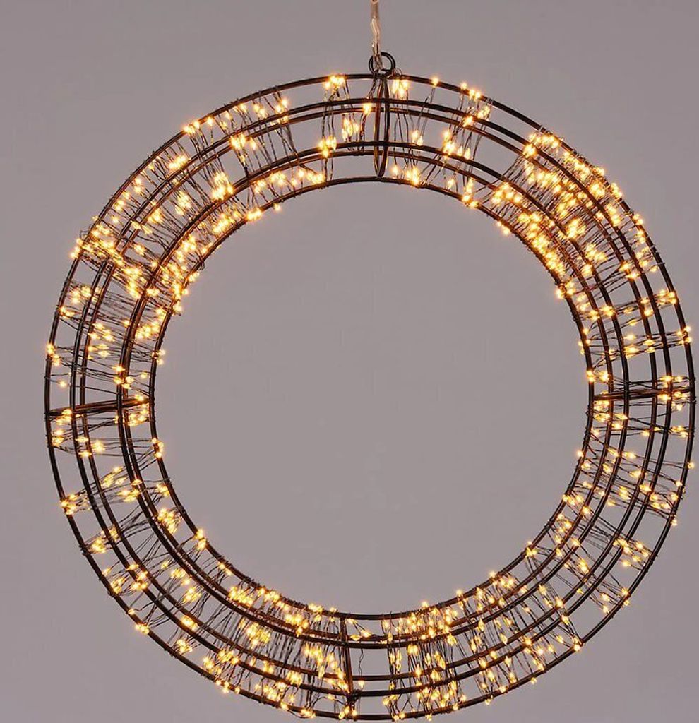 36Cmx5Cm Krans Zwart 800Led Classic Warm - 5M Aanloopsnoer Productafbeelding 