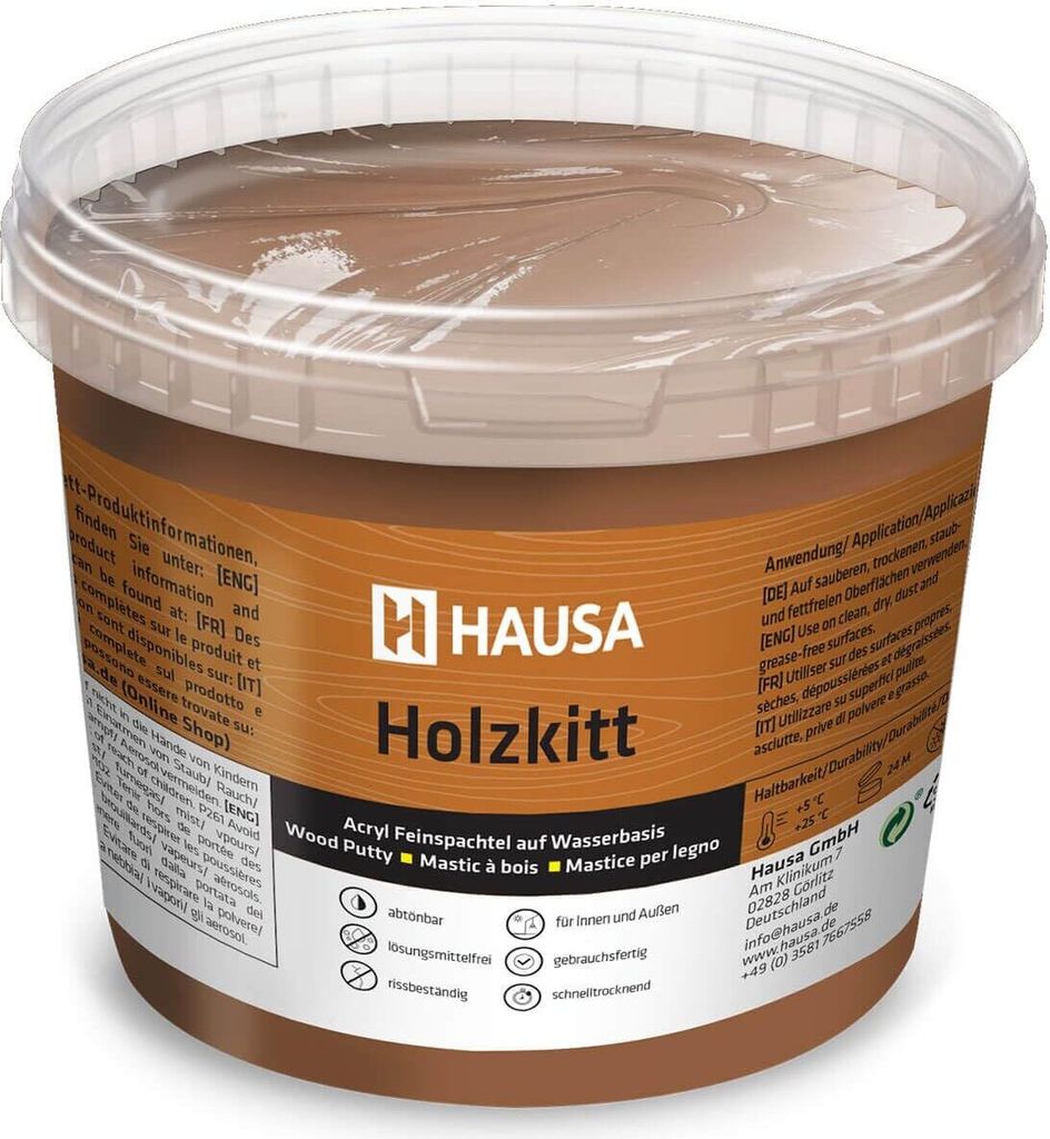 HAUSA Holzkitt 1 kg Nussbaum Dunkel Holzspachtelmasse, Kitt Produktbild 
