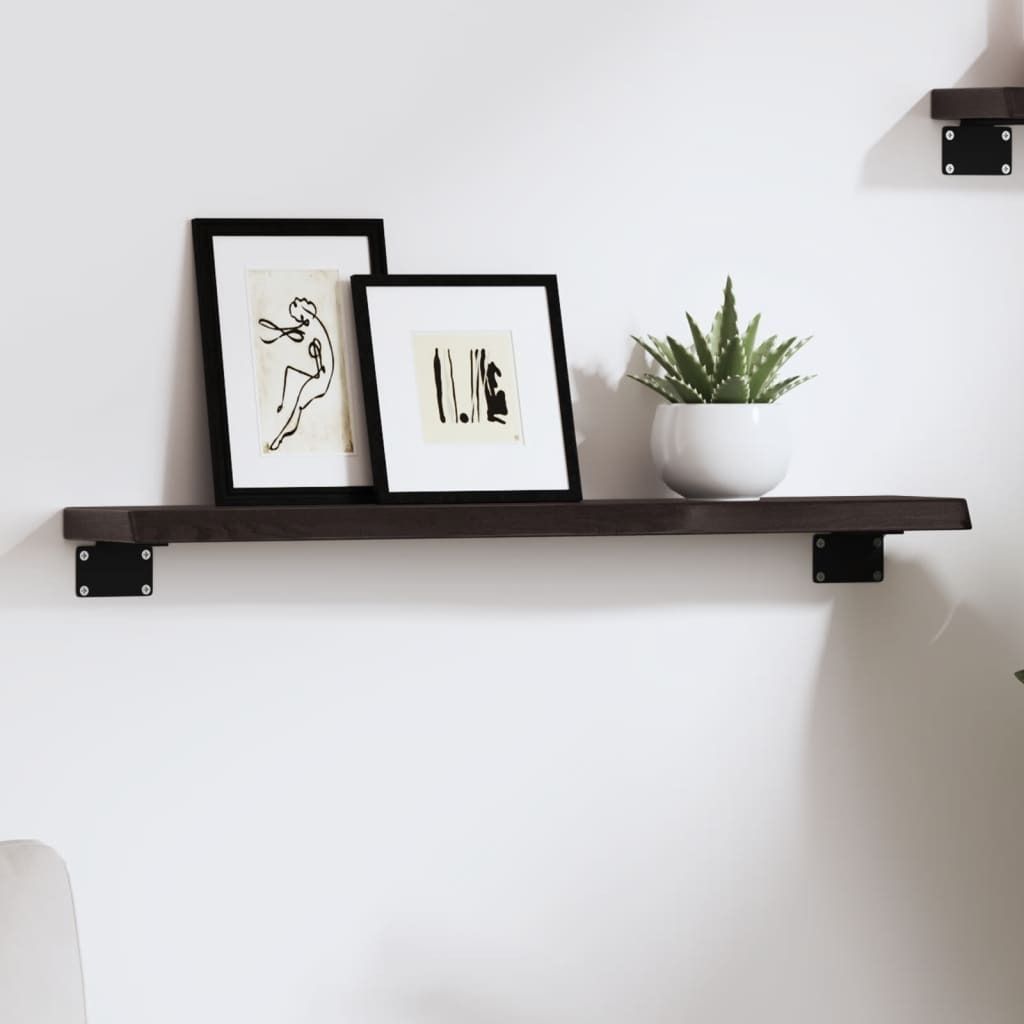 "im Angebot" Wandregal Dunkelbraun 60x10x2 cm Massivholz Eiche Behandelt - Wandregale CC16732