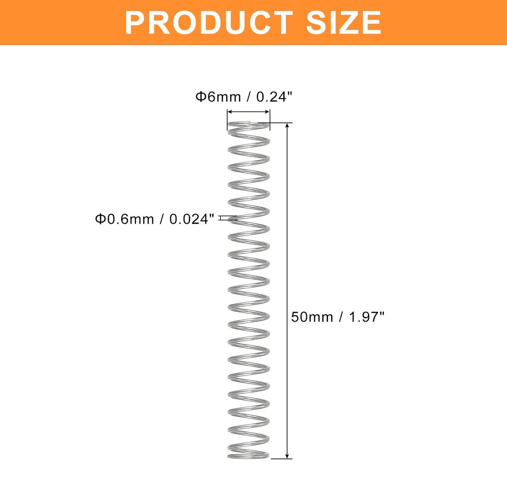 5 Stš¹ck Druckfeder, 0.6 x 6 x 50 mm Druckfedern Feder Federn Zugfeder Zugfedern Spring Spiralfeder Spiralfedern Sprungfeder Stahlfeder 304 Edels...