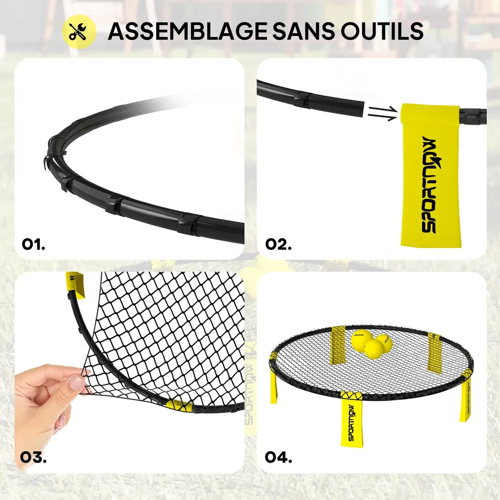 Set Mini Volleyball Spike Facile à Installer avec Filet et 3 Balles Pro - 6