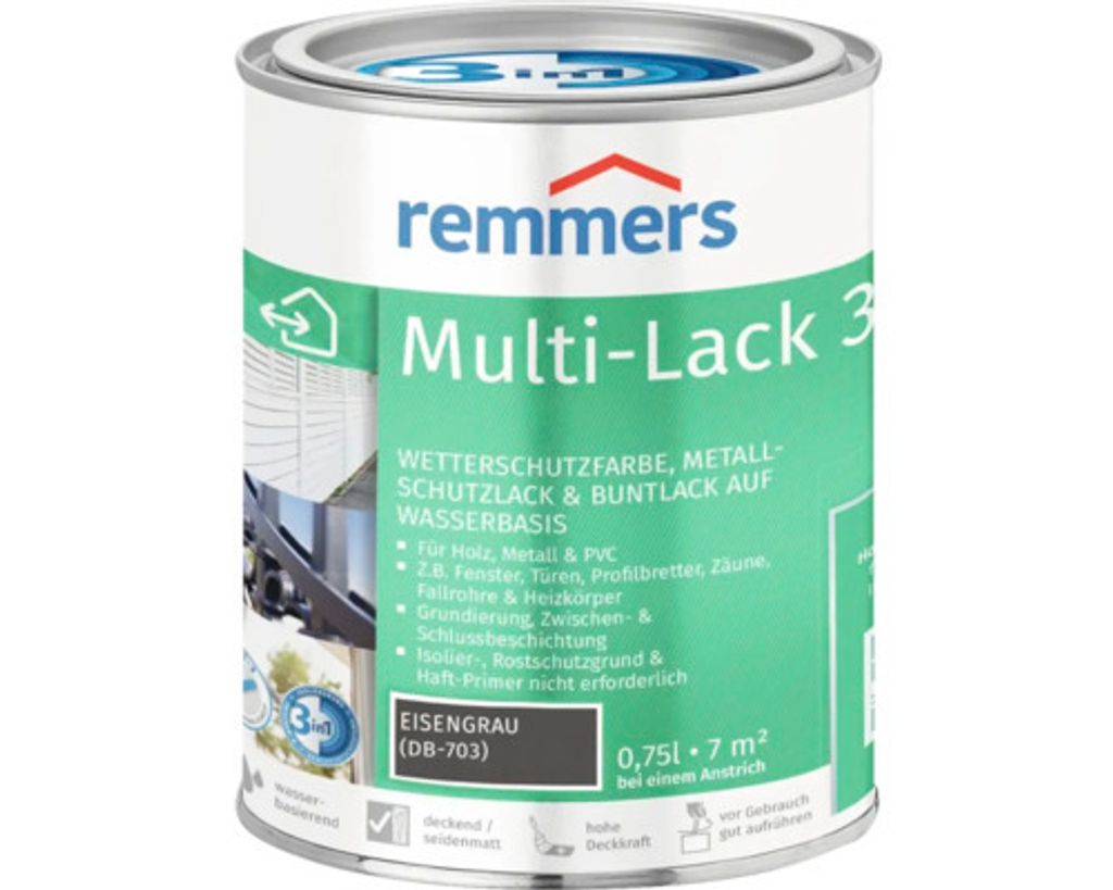 Remmers Multi-Lack 3in1 eisengrau 750 ml Produktbild 