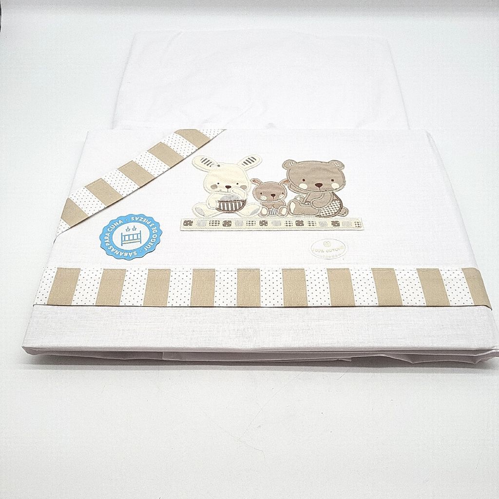 Interbaby 03100-05 Bettwäsche babybett - 100% Baumwolle - Modell: Love, beige, 0.7 kg