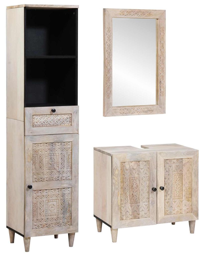 Maison Exclusive - Badezimmermöbel-Set mit Schubladen 3 pcs Weiß Holzwerkstoff