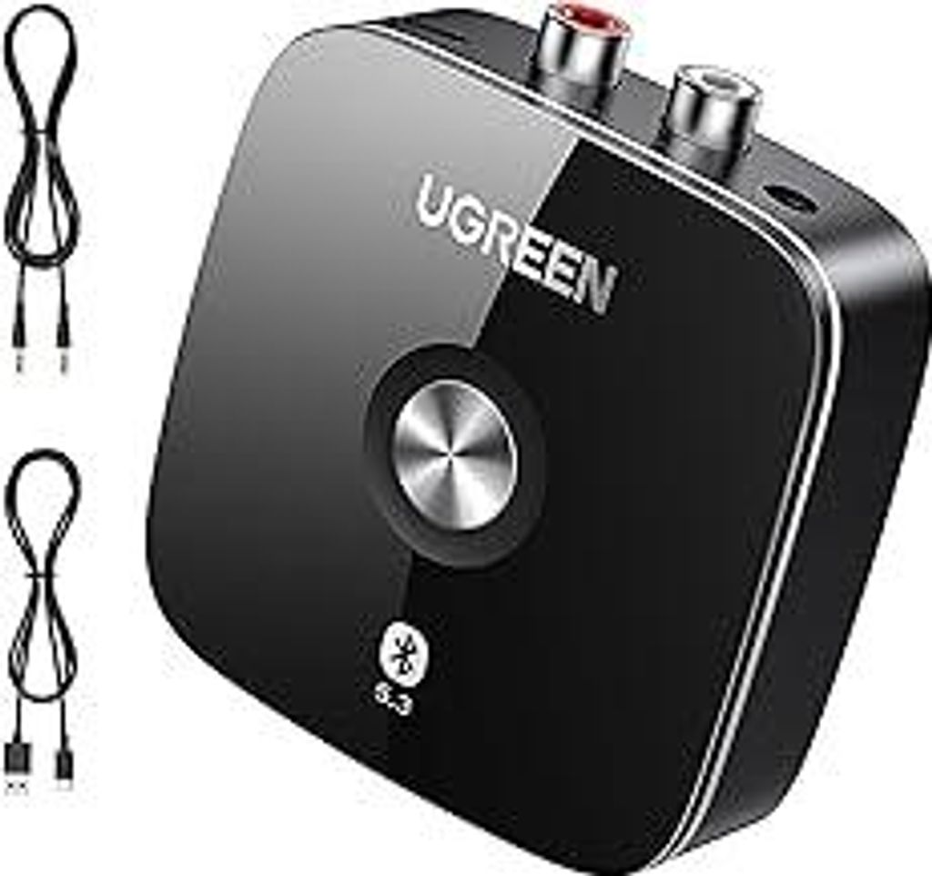 UGREEN AUX Bluetooth 5.3 Adapter mit 3,5mm RCA Buchse Bluetooth Empfänger für Stereoanlage HiFi Receiver für Autoradio, Home Lautsprecher, Verst...