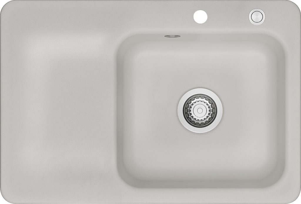 KeraDomo Spüle JUNA 75 in ALU - Becken rechts mit Excenterbedienung / Systemceram / Keramikspüle