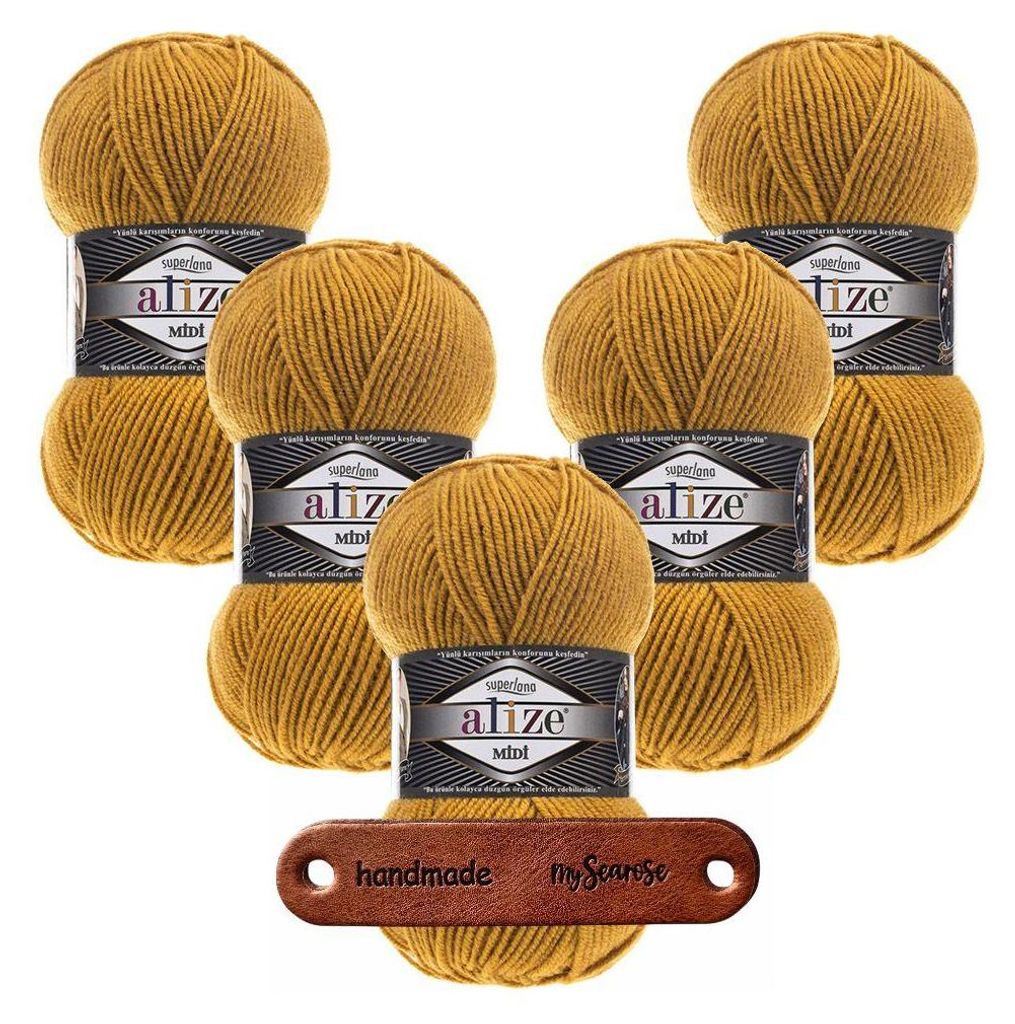 5 x ALIZE Superlana Midi 2 Saffron mit Label Produktbild 