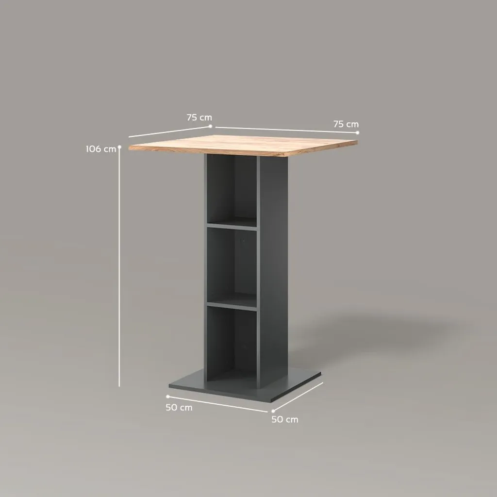 Table haute Regusa Livinity Chêne doré anthracite 75x75cm robuste 55909
