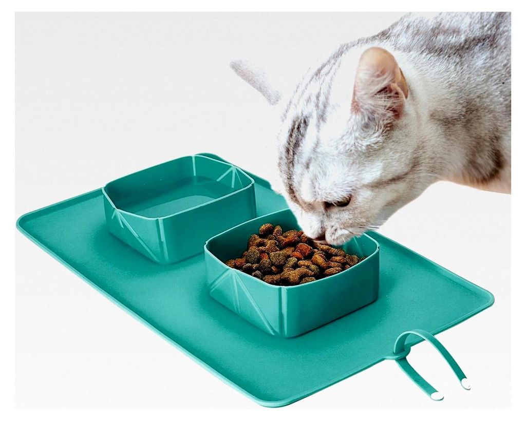 Faltbarer Hundenapf – Wassernapf, rutschfest, aus Silikon, tragbar, für Katzen, Welpen, Kätzchen, kleine und mittelgroße Rassen, Wandern, Camp...