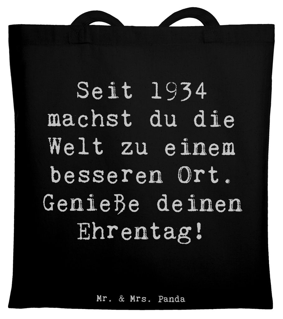 Mr. & Mrs. Panda Einkaufstüte Spruch 1934 Geburtstag - Schwarz - Geschenk, besonderer Mensch, Tote Bag, Wertschätzung, Jutebeutel, stoff shopper,...