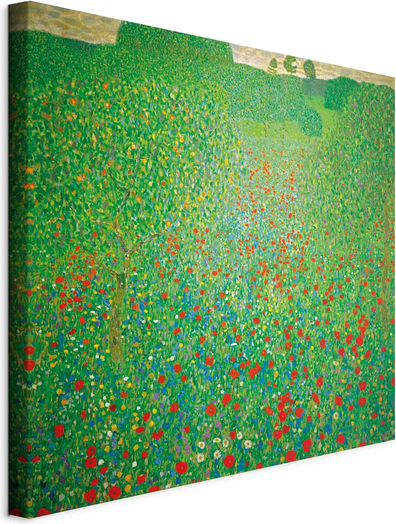 Quadro Klimt Campo di Papaveri 60x60 - Riproduzione su Tela per Arredo