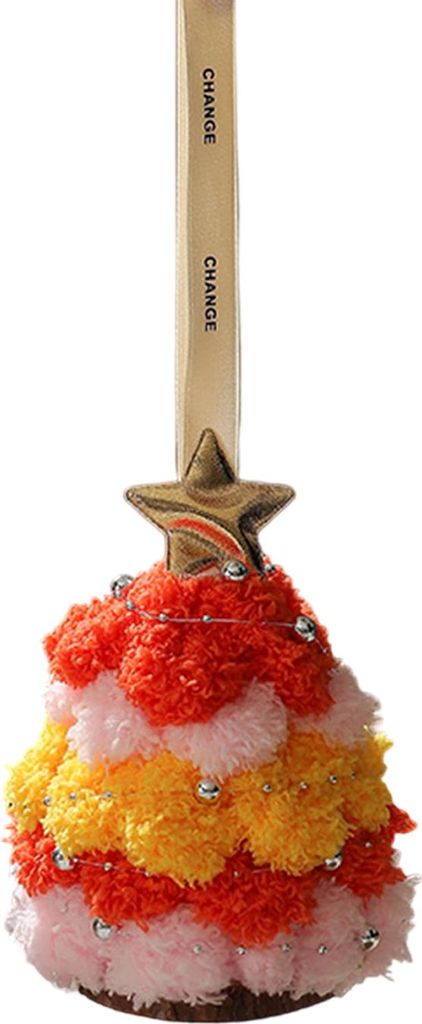 Plüsch-Weihnachtsbaumschmuck, kleiner, flauschiger Weihnachtsbaumanhänger mit Stern-Baumspitze, mehrfarbig, Weihnachtsbaumform, hängendes Kunsth...