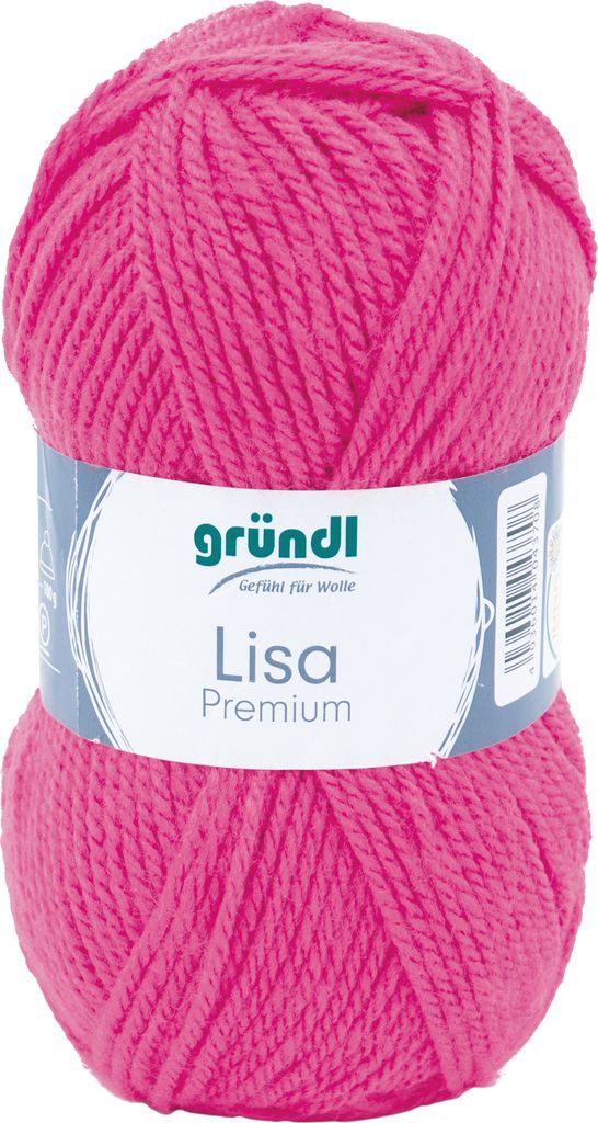 Gründl Lisa Wolle 133m 50g Stricken Häkeln Garn Weich Hochwertig Neon-Pink