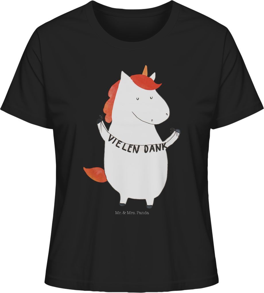 Mr. & Mrs. Panda Damen T-Shirt Einhorn Dankeschön Größe L - Schwarz - Geschenk, shirt, Basic, Oberteil, Danke, Danksagung, Unicorn, Einhörner, ...