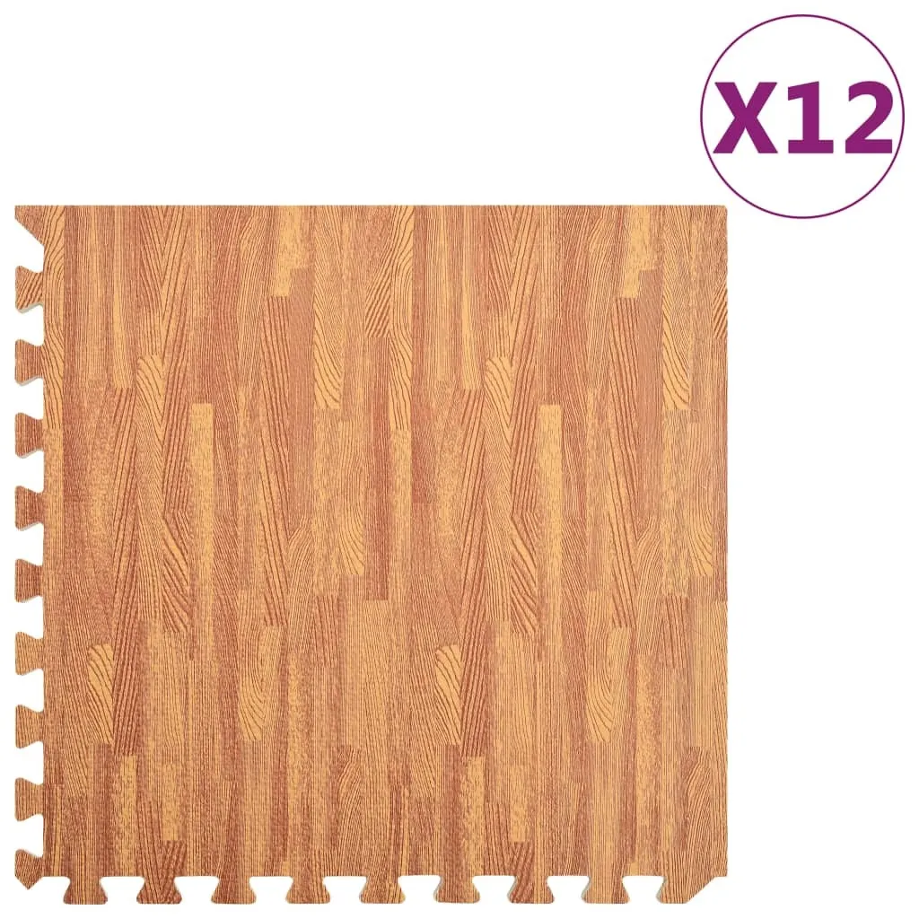 Tapis de sol effet bois en mousse EVA protecteur et esthétique - 12 pcs