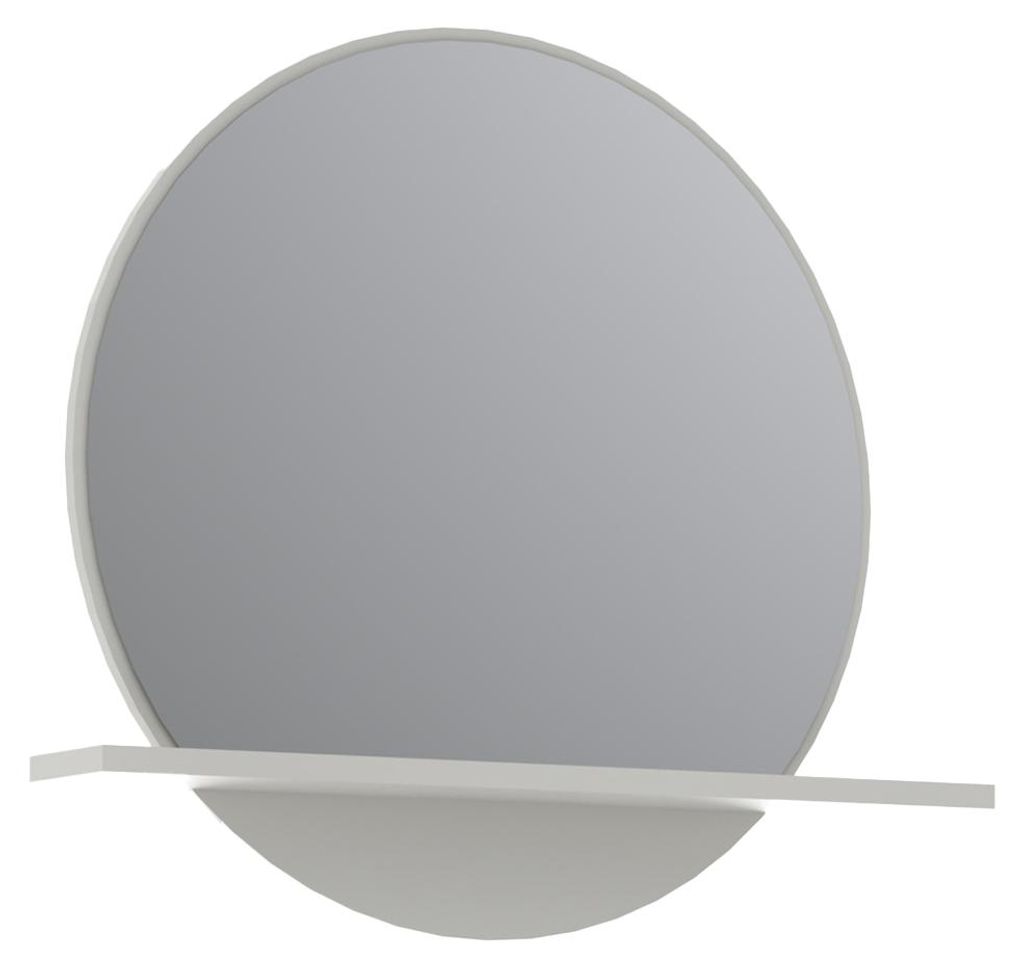 Flur Spiegel 88 cm rund in Grau mit Ablage, inkl. LED Beleuchtung - BREDA-36