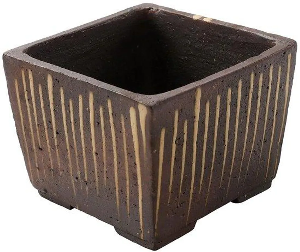 Pot à bonsaï en céramique 10x10x8 cm - Cache-pot émaillé pour arbre