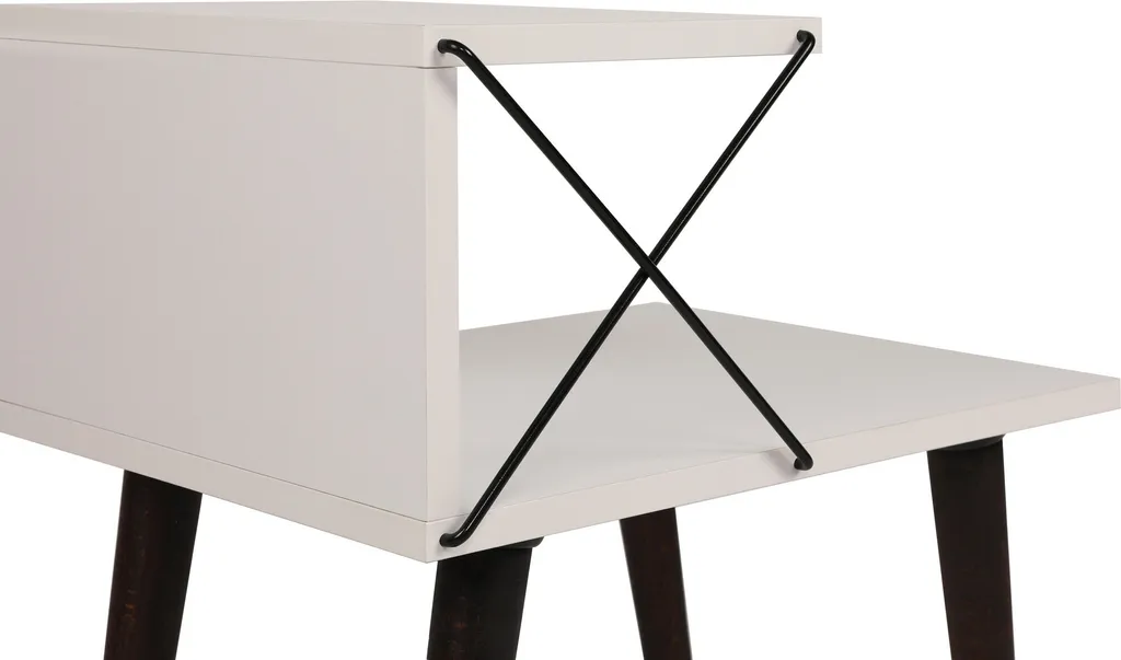 Table de chevet stable Cross blanche 50 cm pour petites chambres - 8