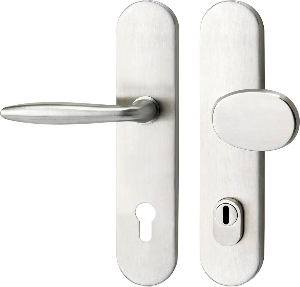 Türbeschlag Veronese SH Wechselgarnitur | Türgriff auf Schild PZ 92, höhe 16mm | mit Kzs, Edelstahl matt