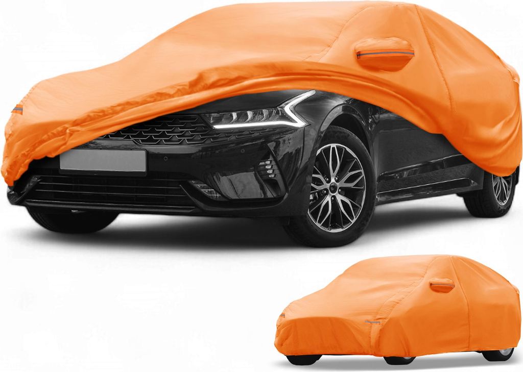 Autoabdeckung Wasserdicht Alle Wetter Automobil Au?en Anti-UV Sonne Regen Schutz Vollst?ndige Au?enabdeckung fš¹r Kia K5 210D-PU Orange mit Refle...