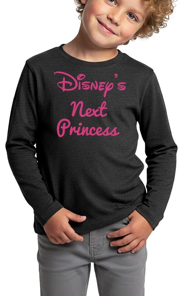 Disney Prinzessinen Disneys Next Princess Kinder Premium Langarmshirt, 134/140 (8 Jahre), Anthrazit meliert