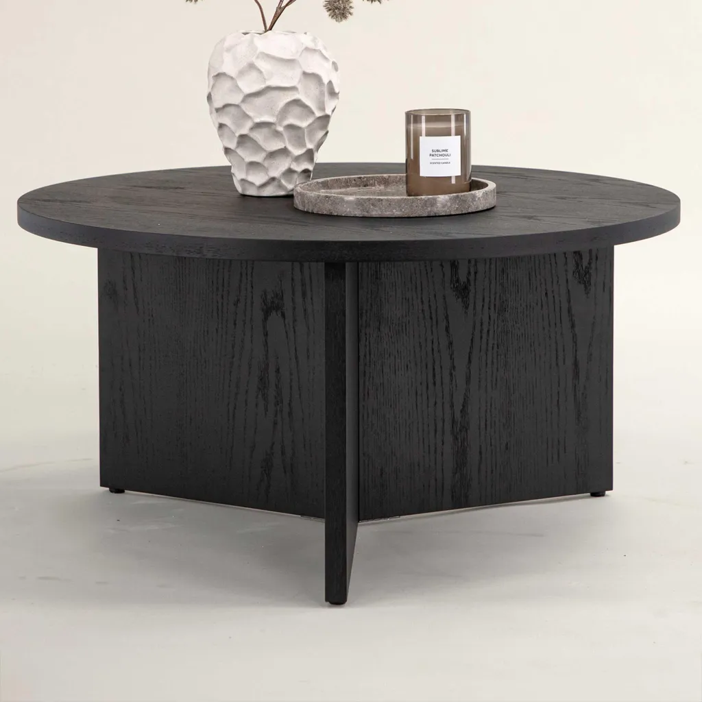 Table Basse Saltö Noir Mat Finition Premium avec Plateau Résistant - 12
