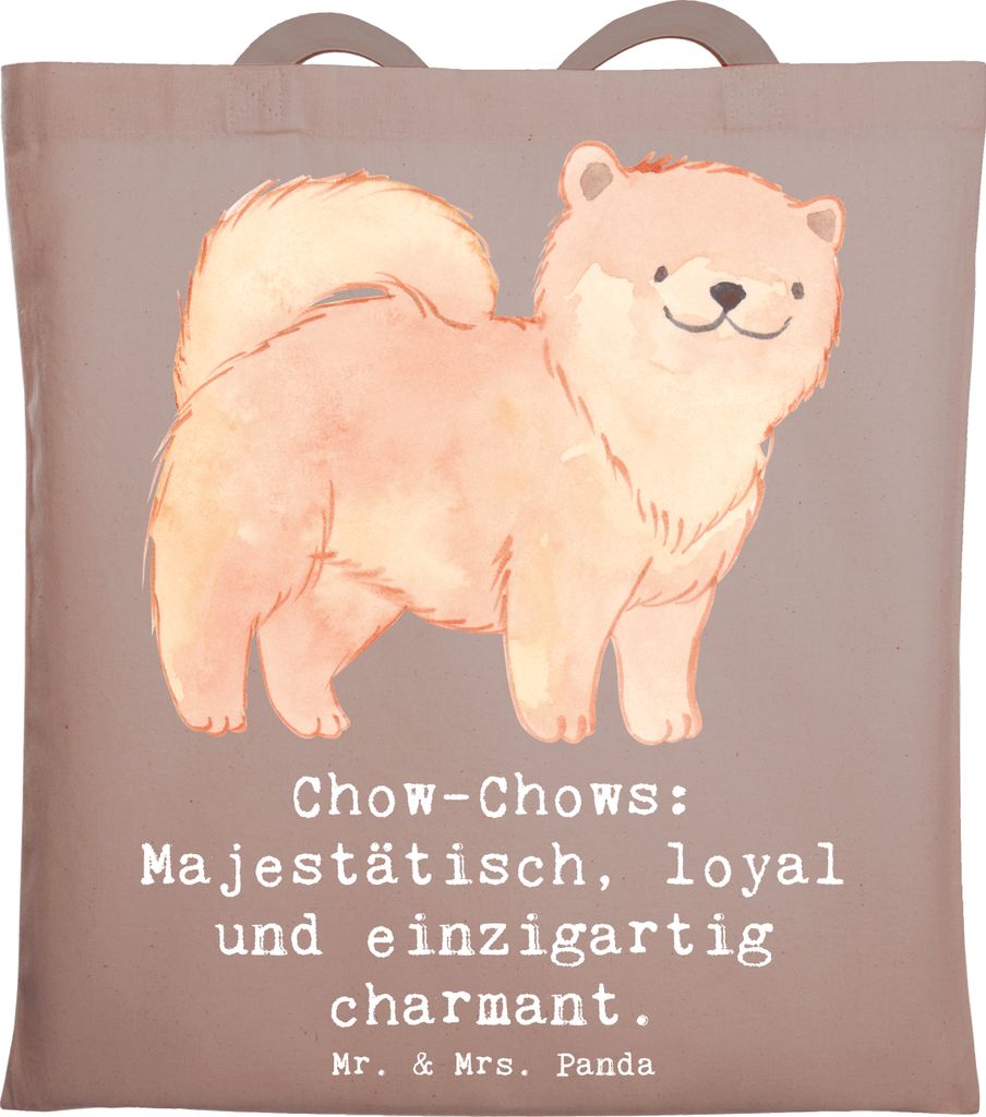 Mr. & Mrs. Panda Tote Bag Chow-Chow Charme - Braun Pastell - Geschenk, Ruhe, loyal, Schultasche, Hunderassen Eigenschaften, Informationen, Shopping...