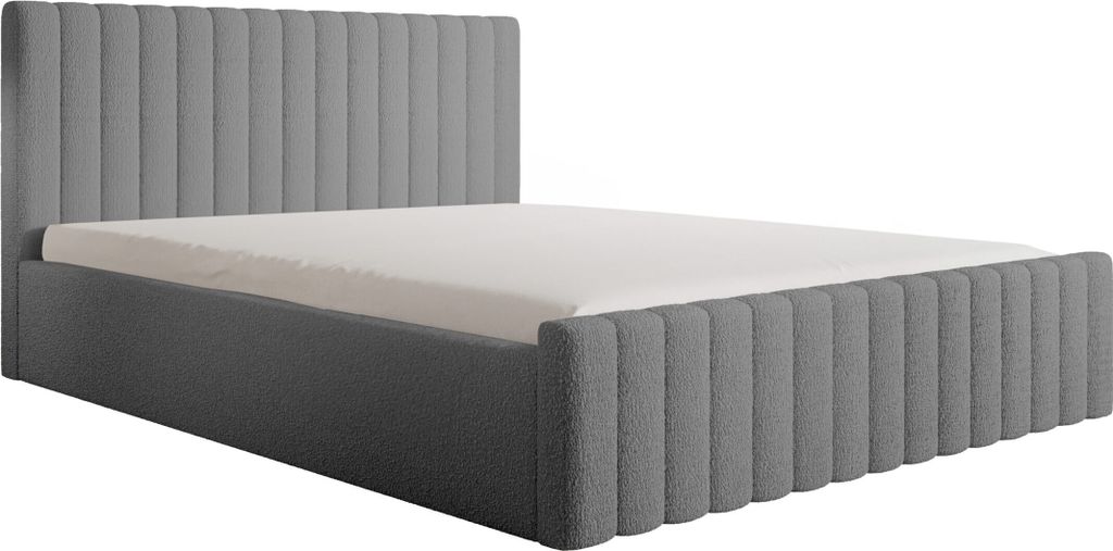 Fedve Polsterbett Doppelbett Safi Modern Bett Bettkasten Schlafzimmer 180x200 cm Grau (Abriamo 7 - Bouclé)