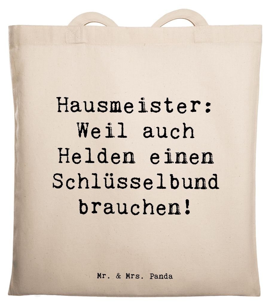 Mr. & Mrs. Panda Einkaufstüte Spruch Hausmeister Held - Transparent - Geschenk, Geschenke für Berufstätige, harmonisches Miteinander, Dankbarkei...