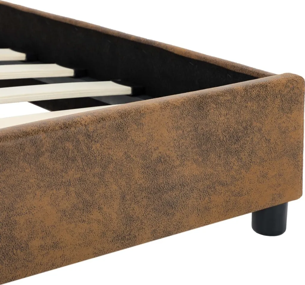 Cadre de lit solide 140x200 Marron daim, solution couchage confortable - 9