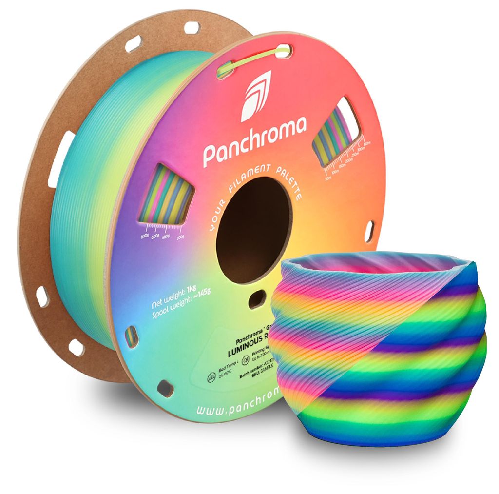 PLA, filament gradientowy, świecący, 1,75 mm, kolor tęczy, Zdjęcie produktu 