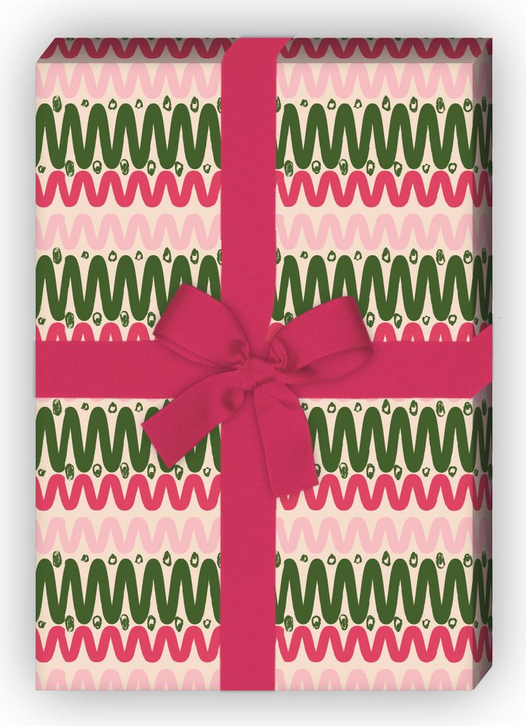 Designer Geschenkpapier Set, Dekorpapier im Batik zickzack, rosa - G8735, 32 x 48cm
