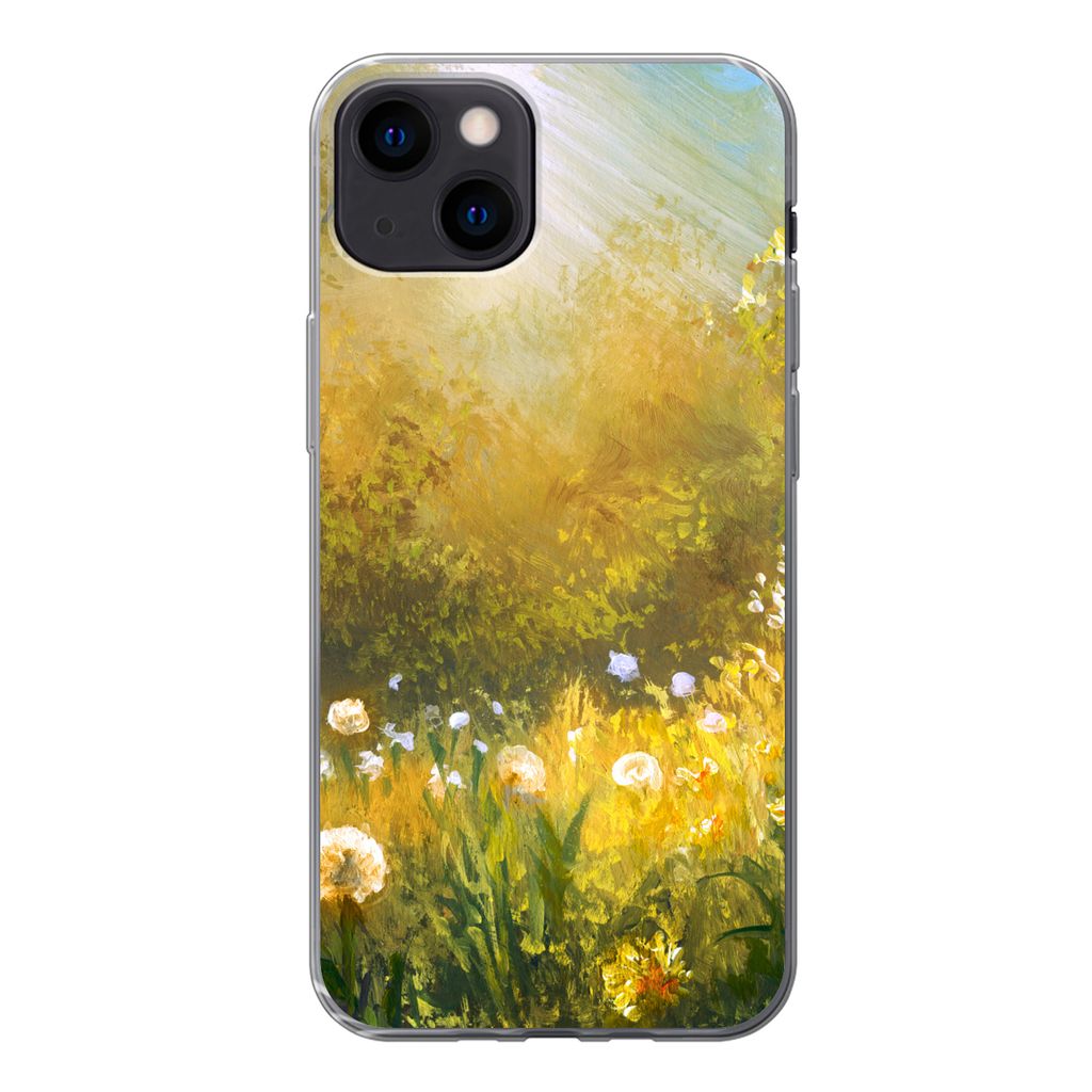 MuchoWow Handyhülle Schutzhülle Hülle für iPhone 13 Blumen - Sommer - Aquarell Silikon Softcase Handy Hülle - Karteninhaber