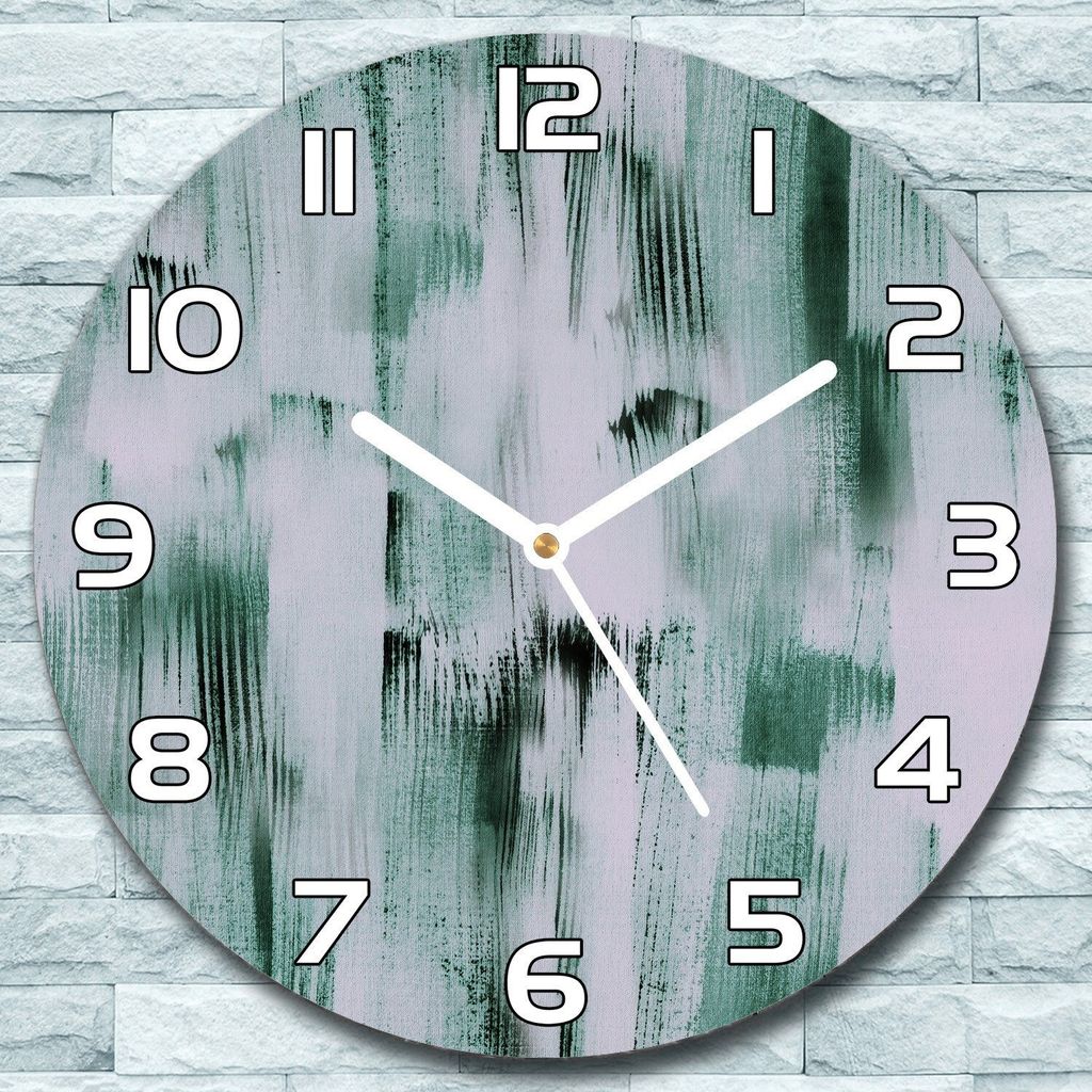 Wanduhr aus Glas Rund fi 30 Pinselstrich Quarz Deko Wohnzimmer Büro