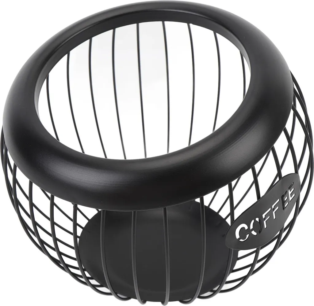 Rangement capsules café pour bureau et comptoir panier fer noir robuste