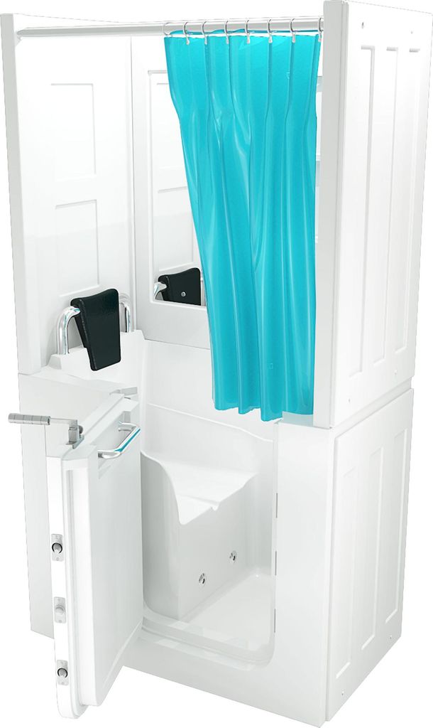 Seniorendusche und Kombination Wanne mit Whirlpool S08D-WP-B-L 110x68x205cm