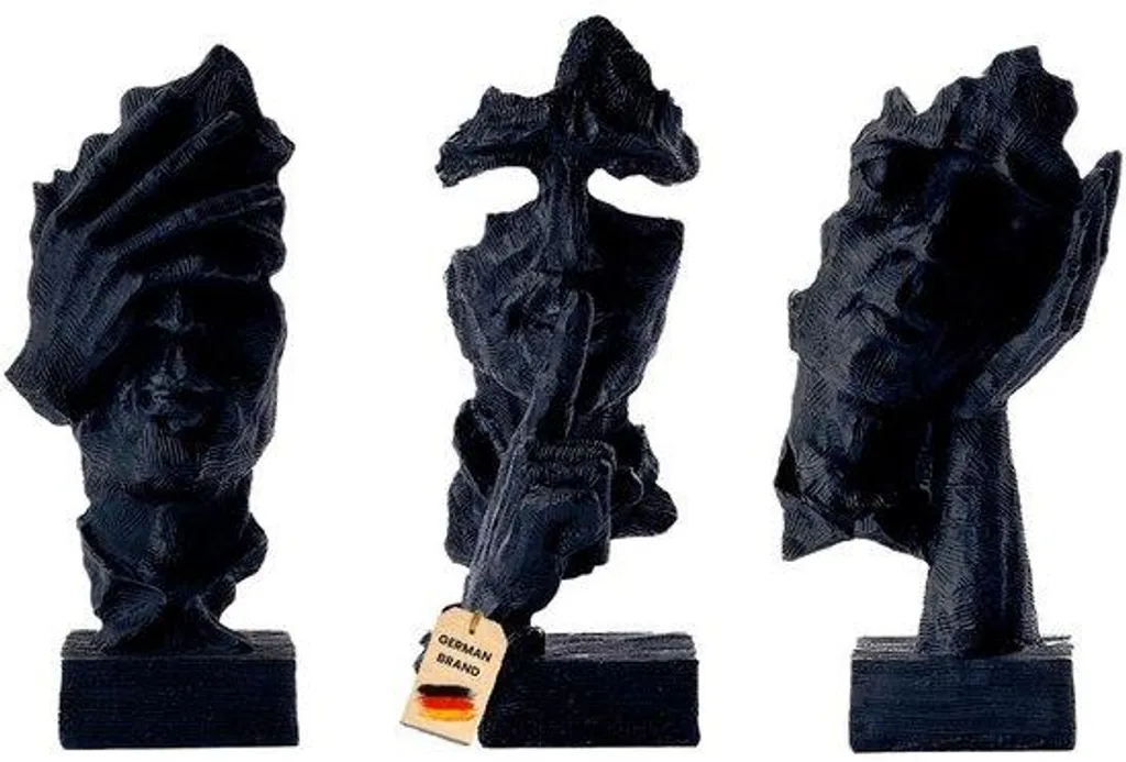 Ensemble de 3 sculptures d'art moderne noir mat pour décoration chic