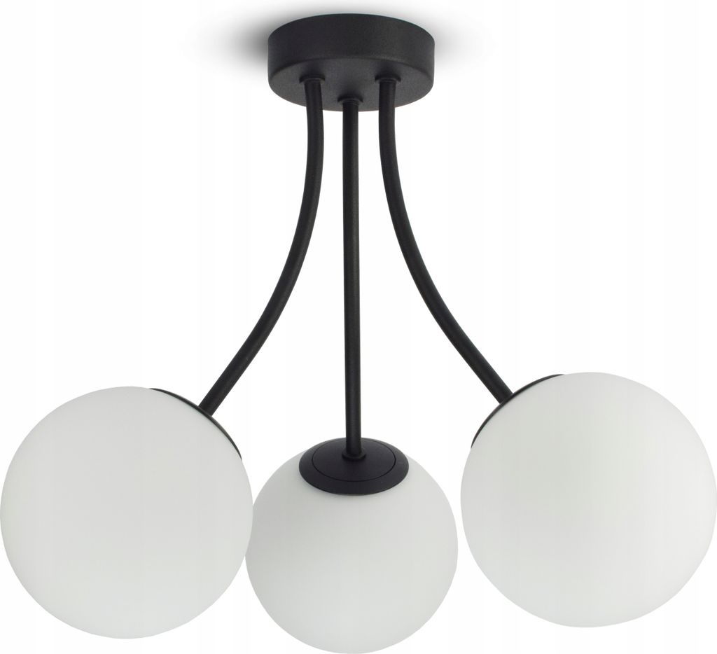 Led Deckenleuchte, 3-flammig Deckenlampe schwarz 15W, G9 - Hängelampe wohnzimmer, Weiß Glas Kugeln