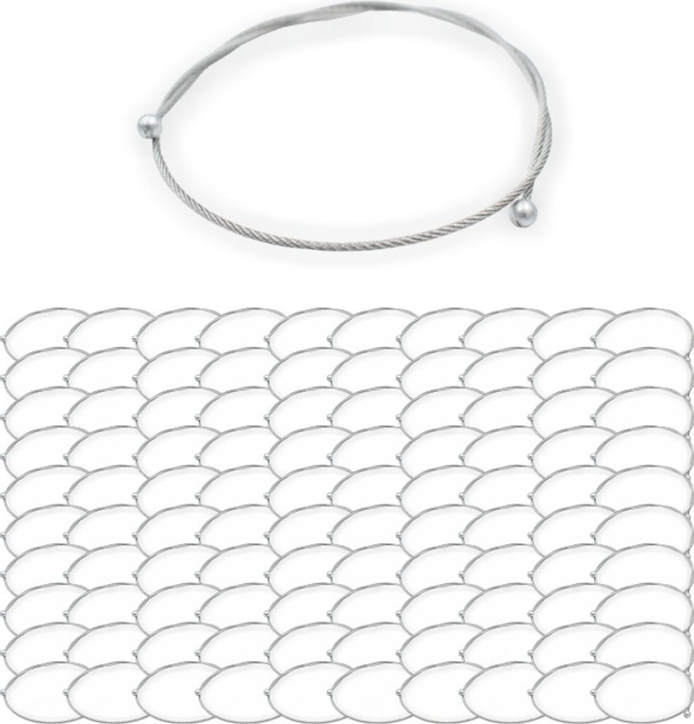 100x Drahtseil Ø 1,5 mm, beidseitig mit Kugel Ø 4 mm, Stahl verzinkt | Länge 1700 mm