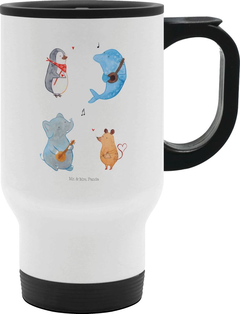 Mr. & Mrs. Panda thermosbecher Big Band - Weiß - Geschenk, Hund, Gitarre, getränkebecher, Pinguin, Isolierbecher To Go, Kaffeebecher, Gute Laune,...