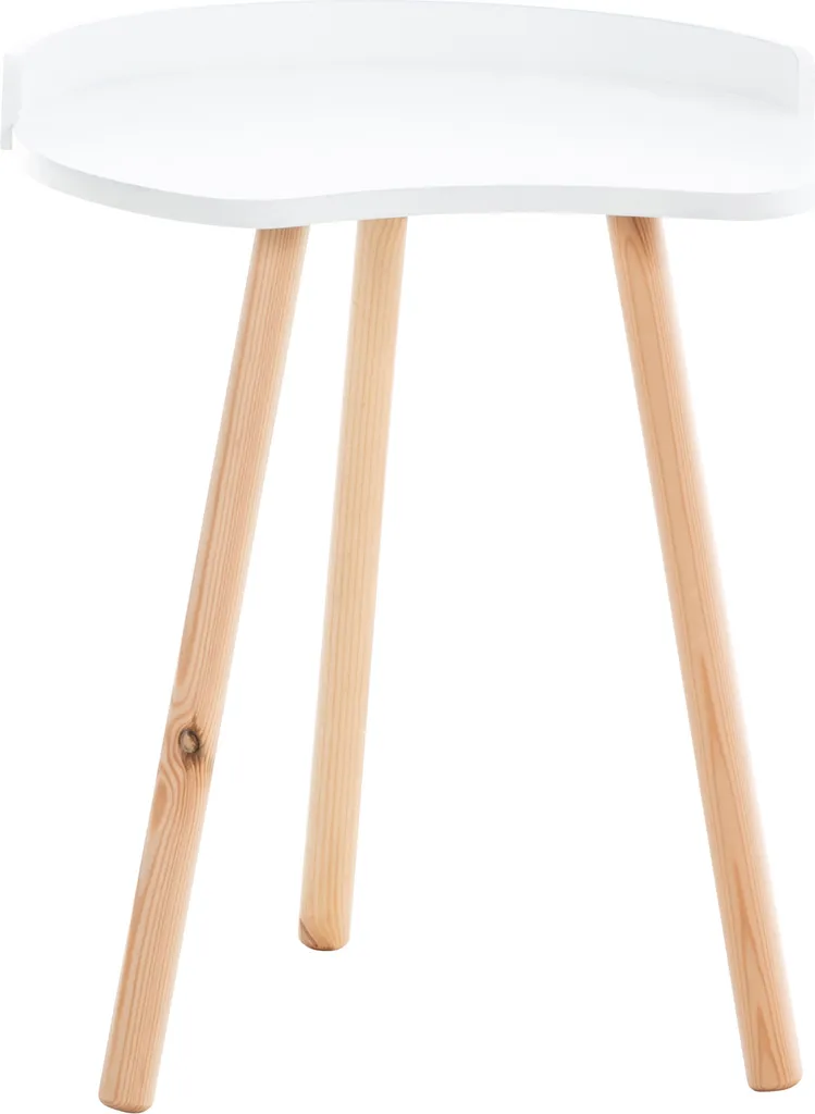 Petite table basse ronde blanche Jannis style nordique en bois et MDF