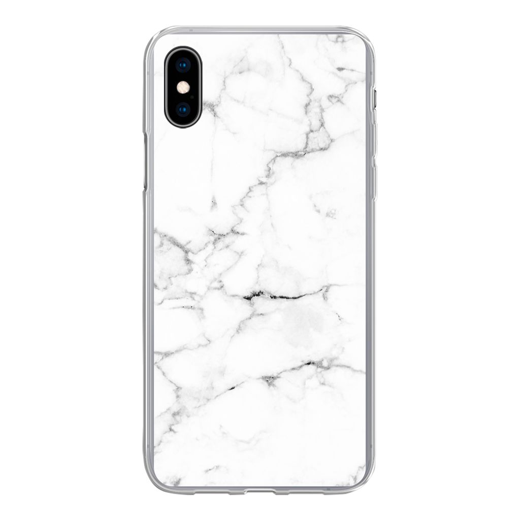MuchoWow Handyhülle Schutzhülle Hülle für iPhone Xs Marmor - Weiß - Grau - Luxus - Marmoroptik - Strukturiert Silikon Softcase Handy Hülle ...