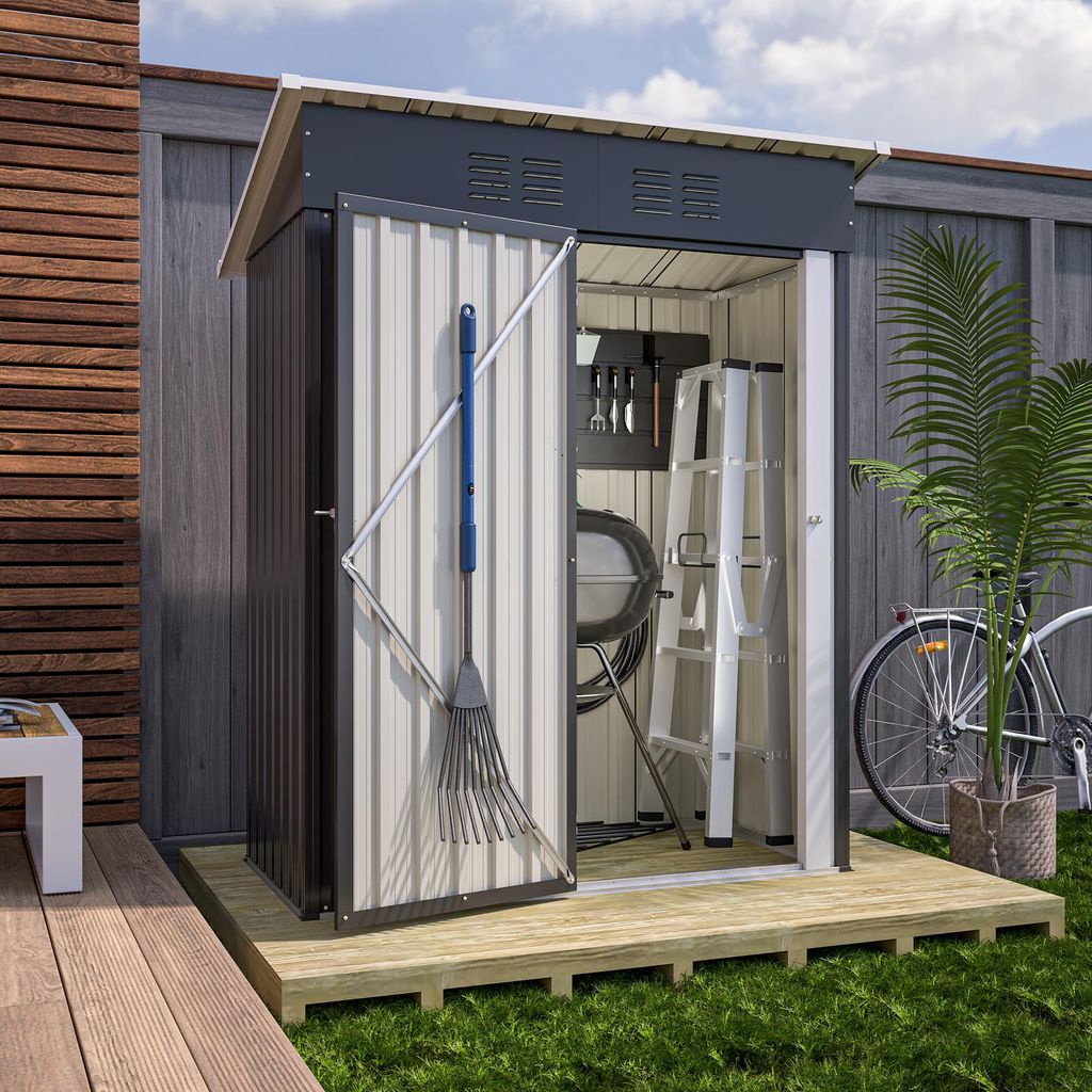 GIHAUVIA Metall Gerätehaus anthrazit 140x72,4x182 cm (B x T Produktbild 
