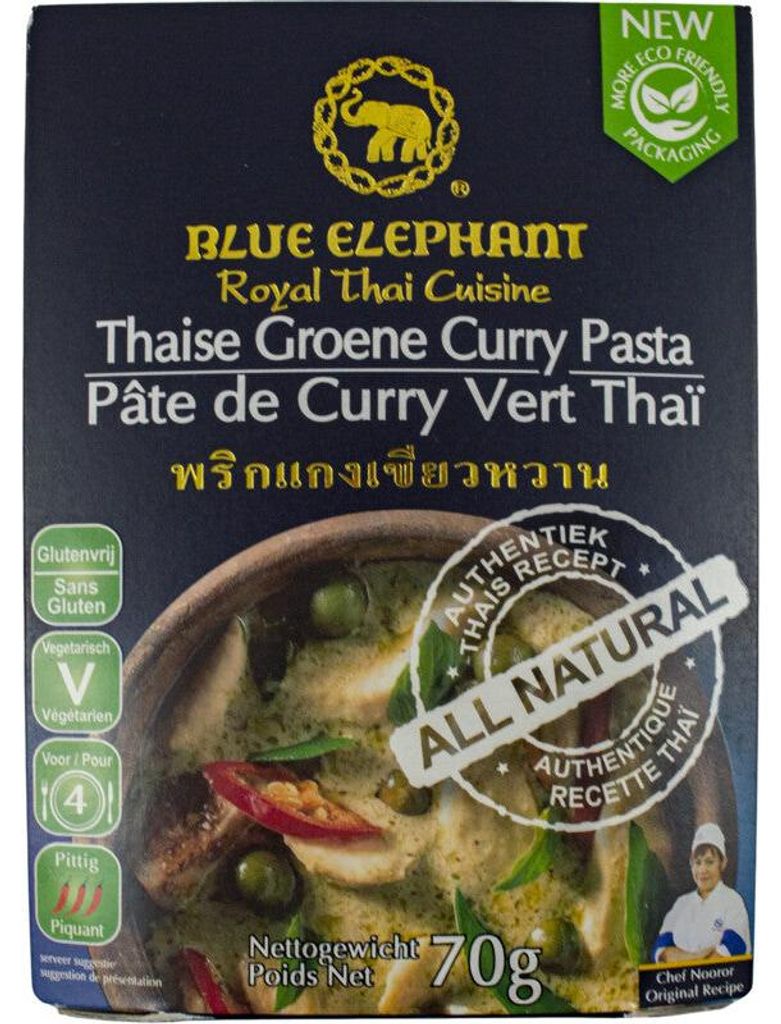 Blue Elephant Thaise Groene Curry Pasta 70g – Authentieke Produktbild 