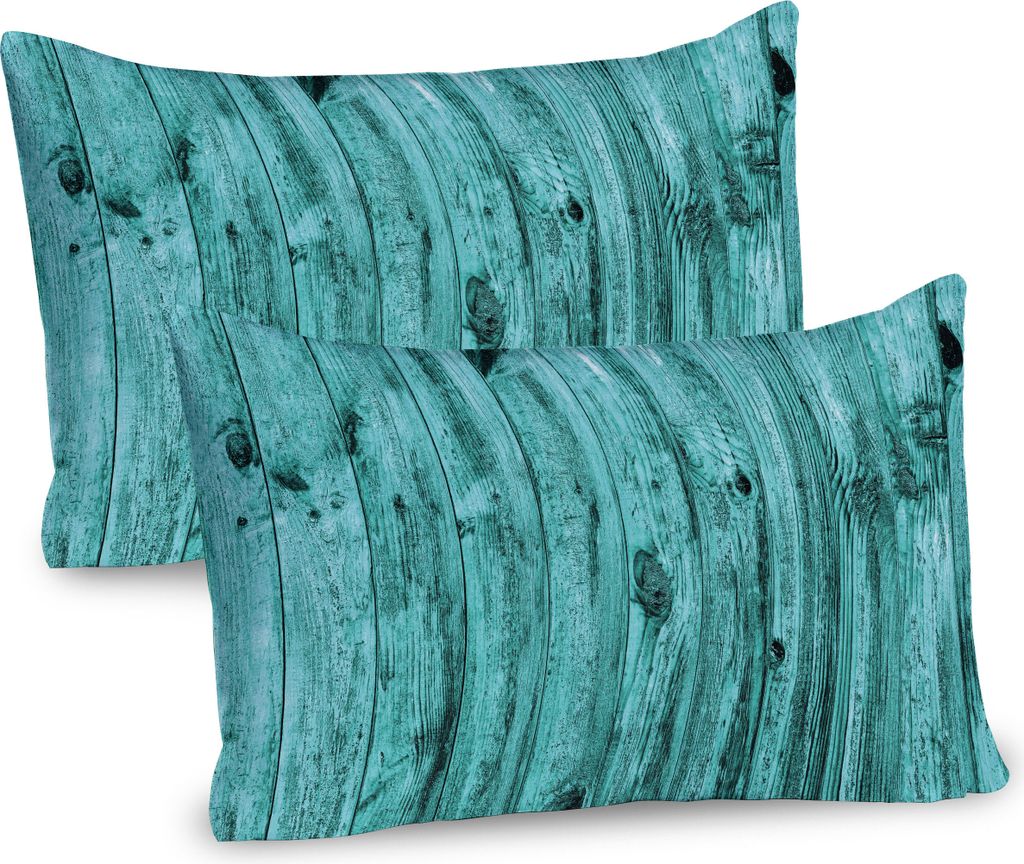 ABAKUHAUS Türkis Kissenbezug Packung mit 2, Wand Des Türkis Beschaffenheits Hintergrund Und Antiken Bauholz Möbel Kunstvollen Druck, Dekorativer...