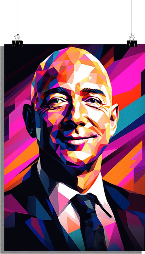Jeff Bezos Poster - Unternehmer Poster - Pop Art Poster - Innovation Poster - 51x71cm - Perfekt zum Einrahmen