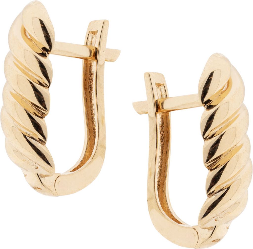 Ohrringe gewunden aus 585er Rotgold, Goldschmuck für Damen