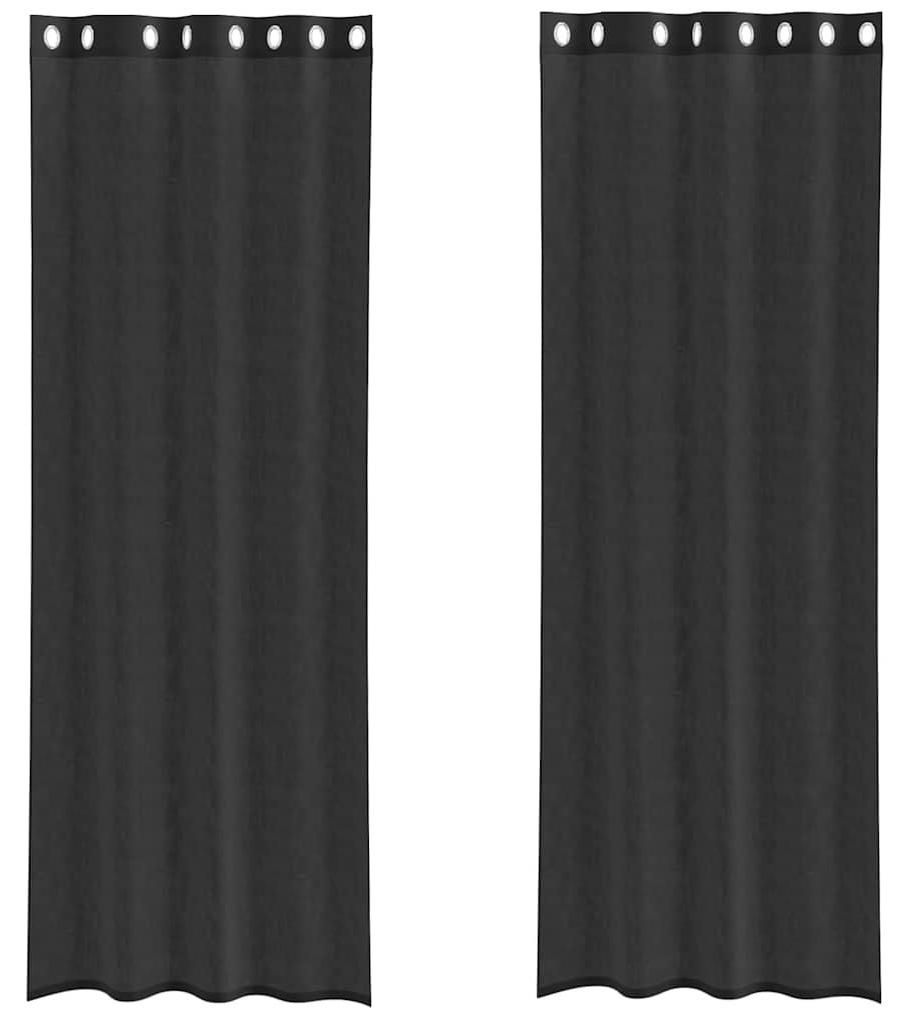 vidaXL Tende in voile con occhielli 2 pezzi nero 140x300 cm Immagine del prodotto 